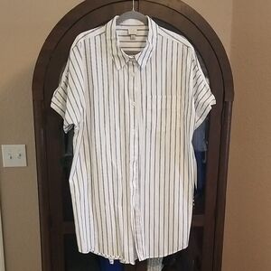 a new day  Black and White Striped Shirt Dress